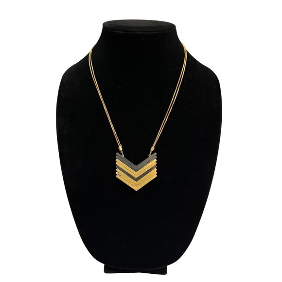 Madewell Gold Pewter Chevron Arrowstack Pendant Adjustable Necklace - Picture 1 of 7